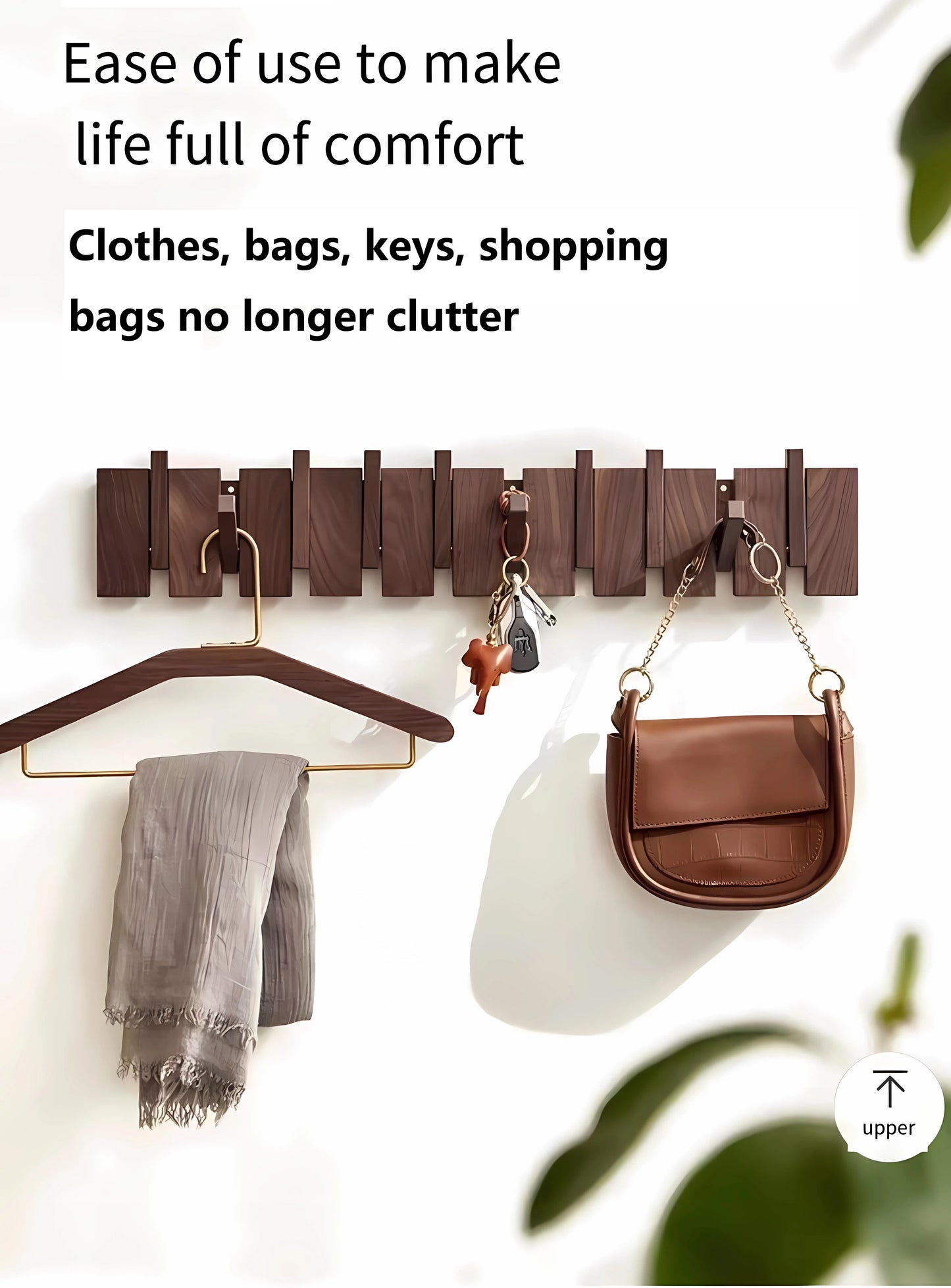 Tlongxia Wall Mounted Coat RackHooks Piano Key Hangers Natural Solid Wood Hangers Non-Woven Fabric Clothes Hangers for Closet, K