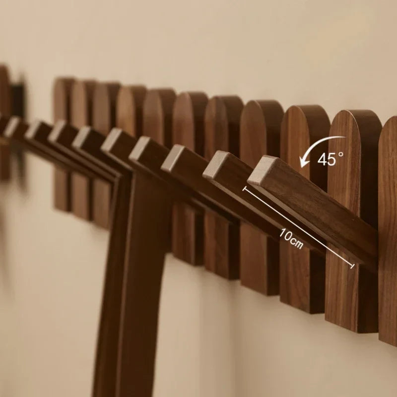 Innovative Black Walnut Coat Rack  Piano Key Design  Scarf Hanger Multi-Scene Wall Shelves Hidden Bag Holder